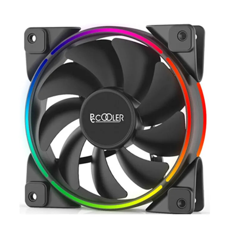 Three black 12 cm RGB computer chassis fans with hydraulic bearings and adjustable speed control