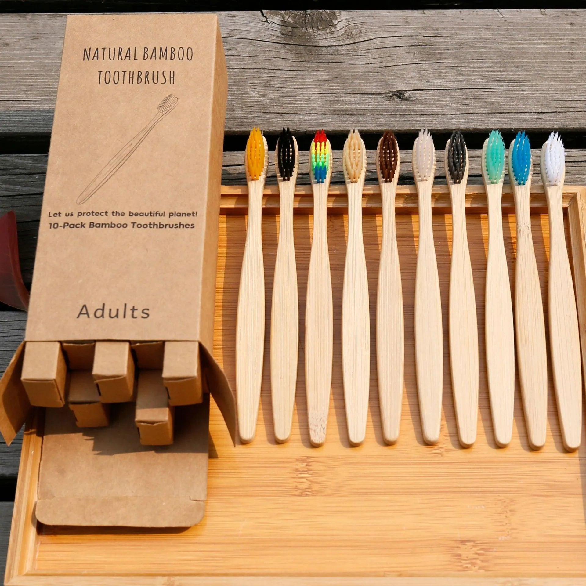 Eco friendly bamboo soft fibre toothbrush with biodegradable handle and soft bristles