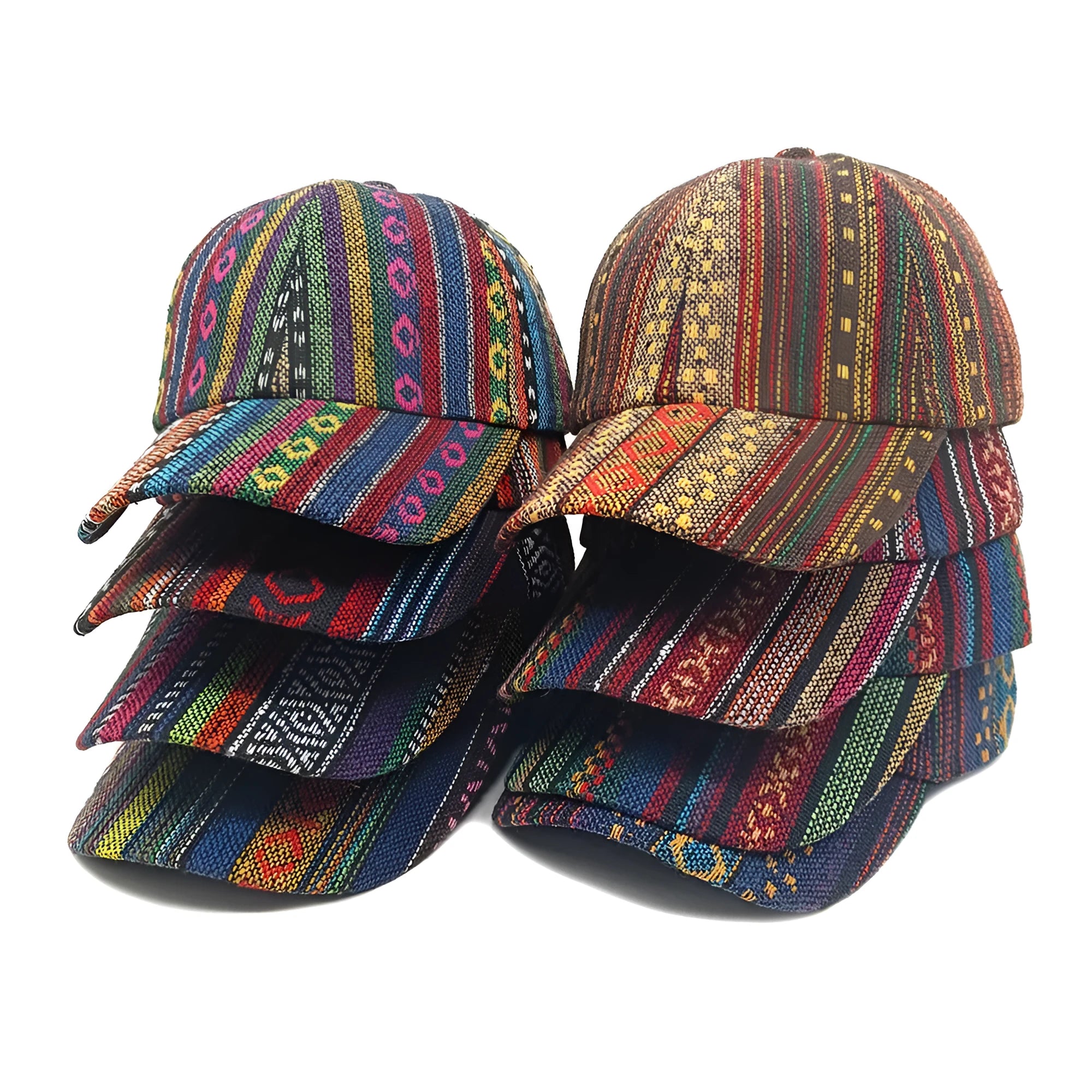 Women's bohemian-style dome crown baseball cap in a solid colour, shown from the side.