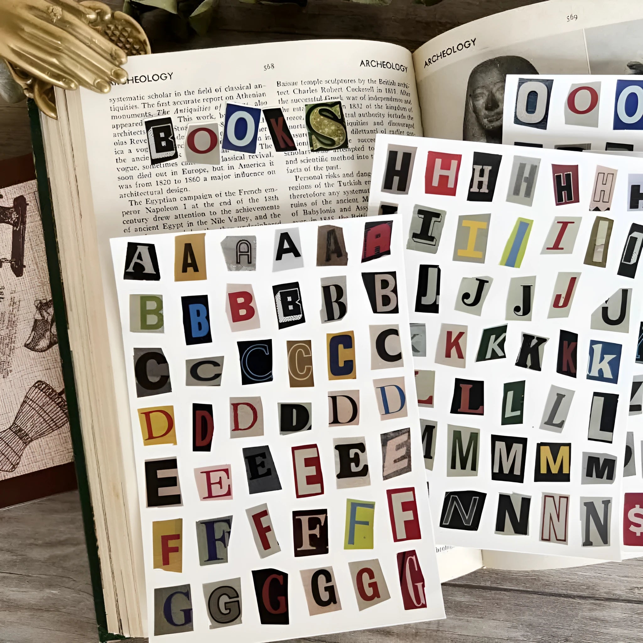 English letters and numbers symbol label decoration stickers in cute style with weekly words