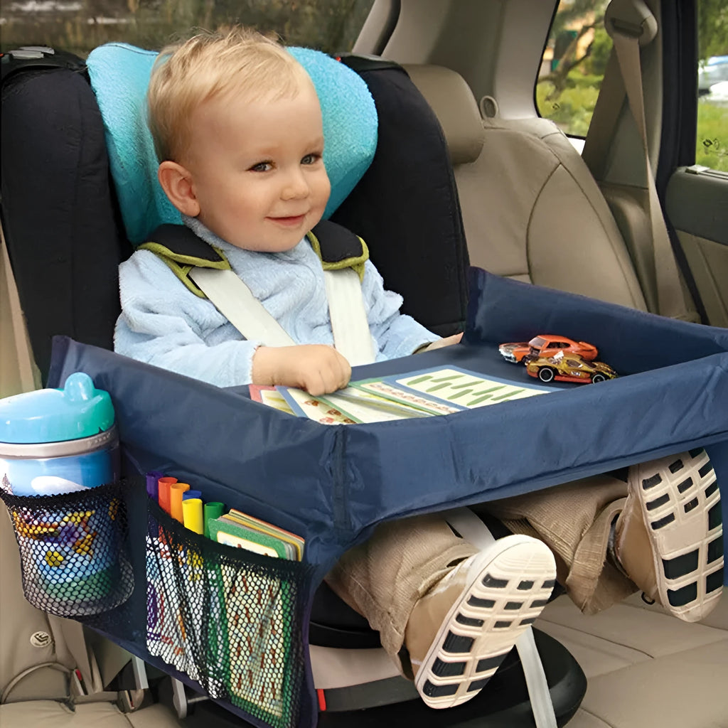 Vehicle-mounted waterproof toy table tray for children in car seat with colour options