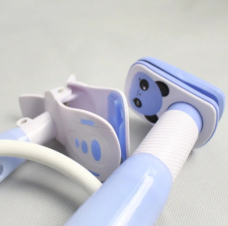 Blue and pink 1.05-metre extended baby feeding bracket for milk bottle support
