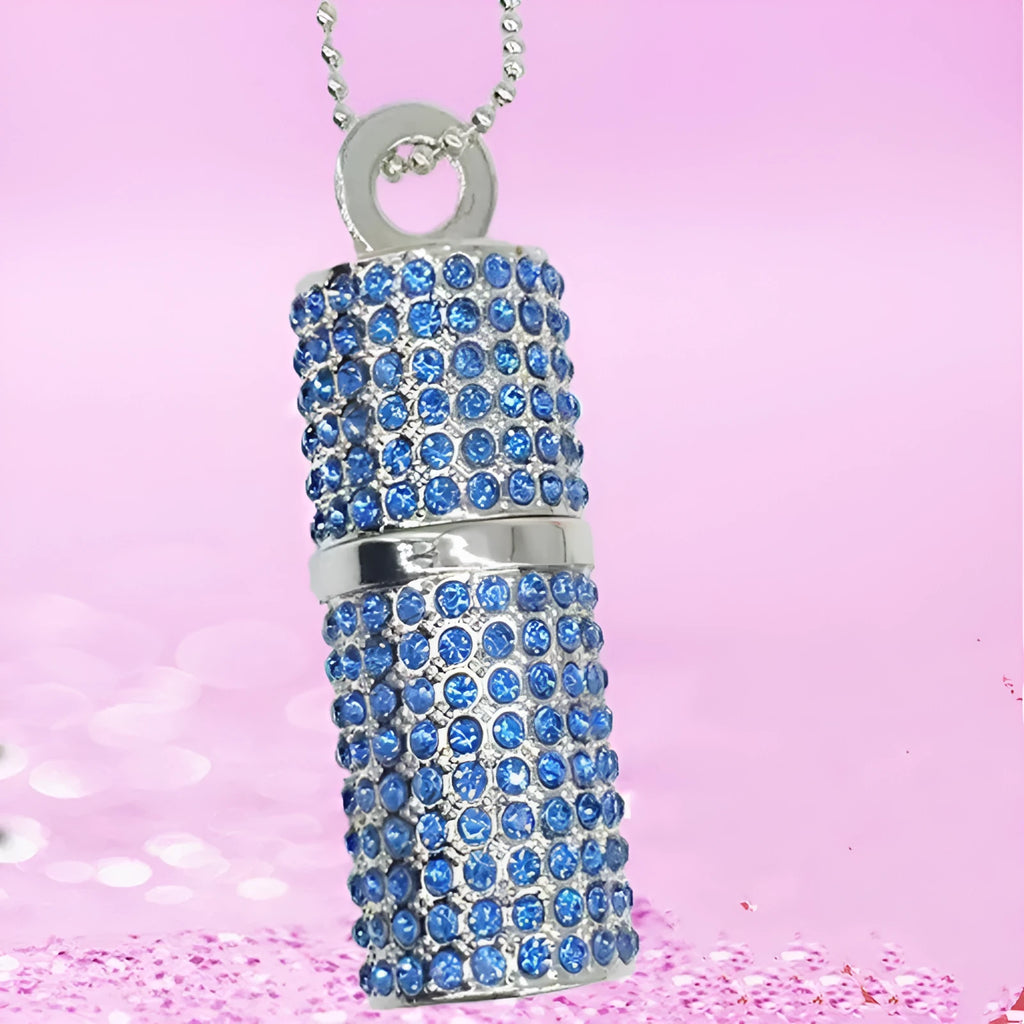 Crystal cylinder lipstick USB flash drive in red with metal shell, 8GB capacity, 5.8 cm length