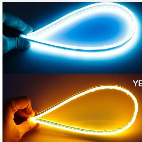 60cm ultra-thin two-colour LED daytime running light strip with light guide for car bumper installation
