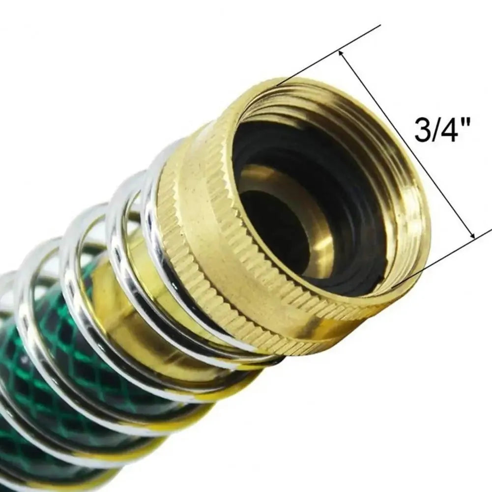 15cm brass spring hose connector for garden irrigation with anti-kink spiral mechanism