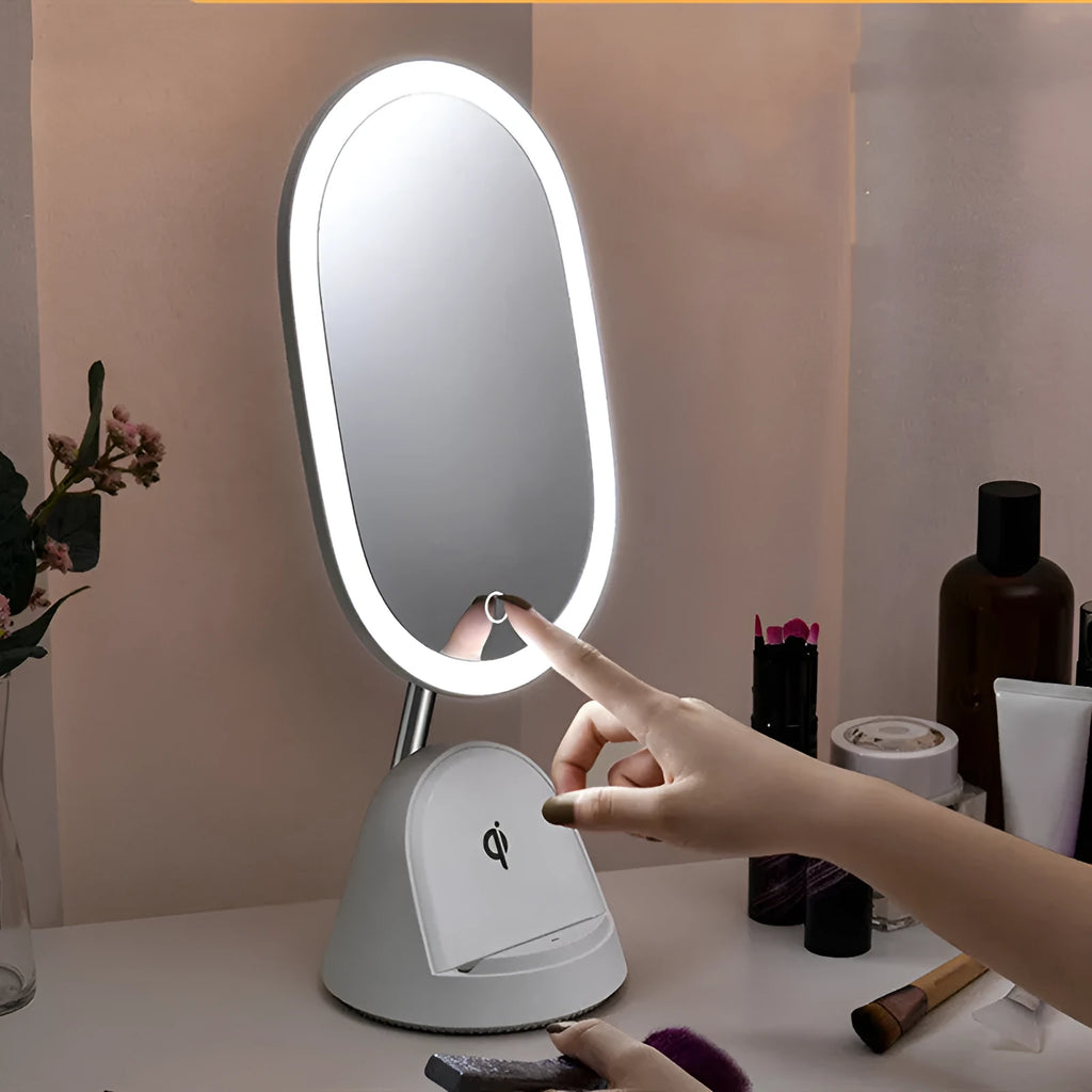 White or black makeup mirror table lamp with 43.9cm height and 220V socket power supply