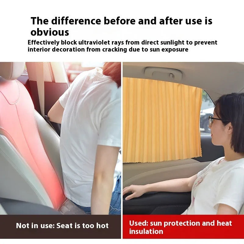 Car magnetic sunshade polyester four-piece full car set in gold, silver, or black, with front and rear pair options.