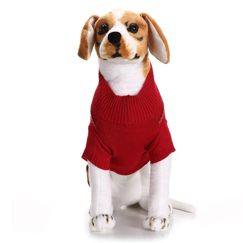 Acrylic Christmas pet sweater for cats and dogs in black and red, sizes XXS to XXL