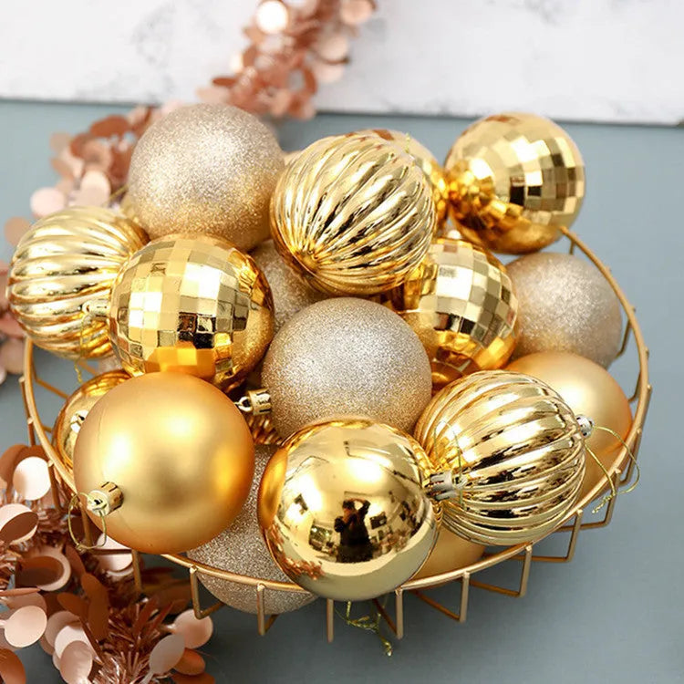 34-piece set of 4cm plastic Christmas balls in assorted colours with shiny finish for tree decoration