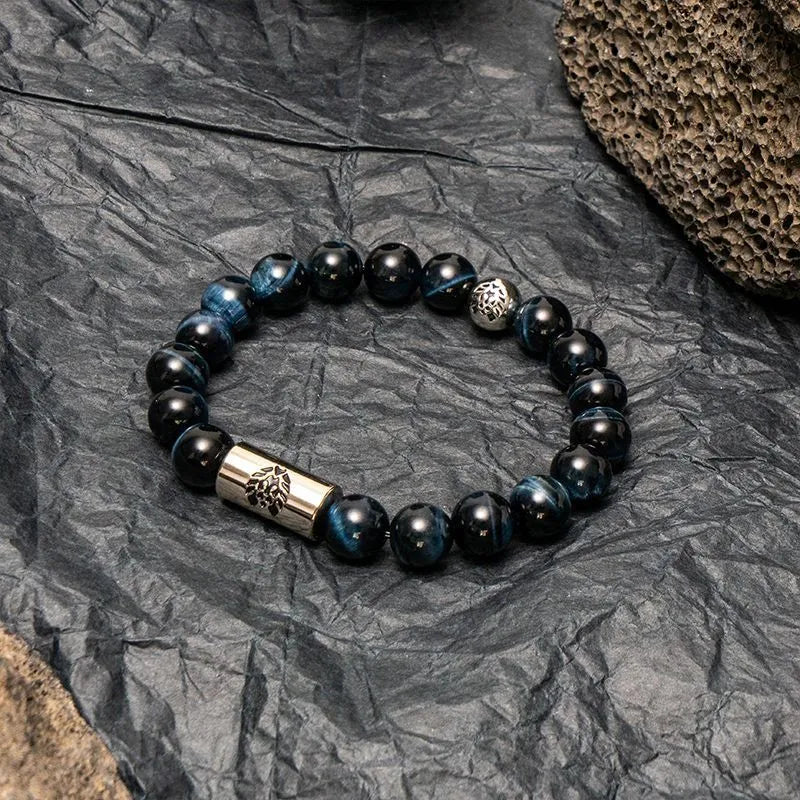 Little Lion Bodhi seed ethnic bracelet with geometric design in black and white