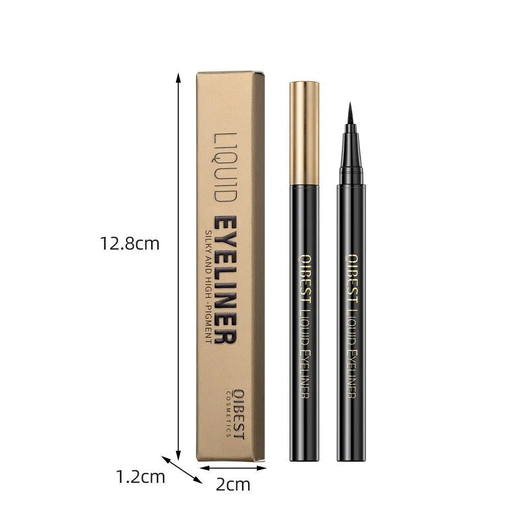 Black liquid eyeliner pen with fine tip applicator for precise eye makeup application