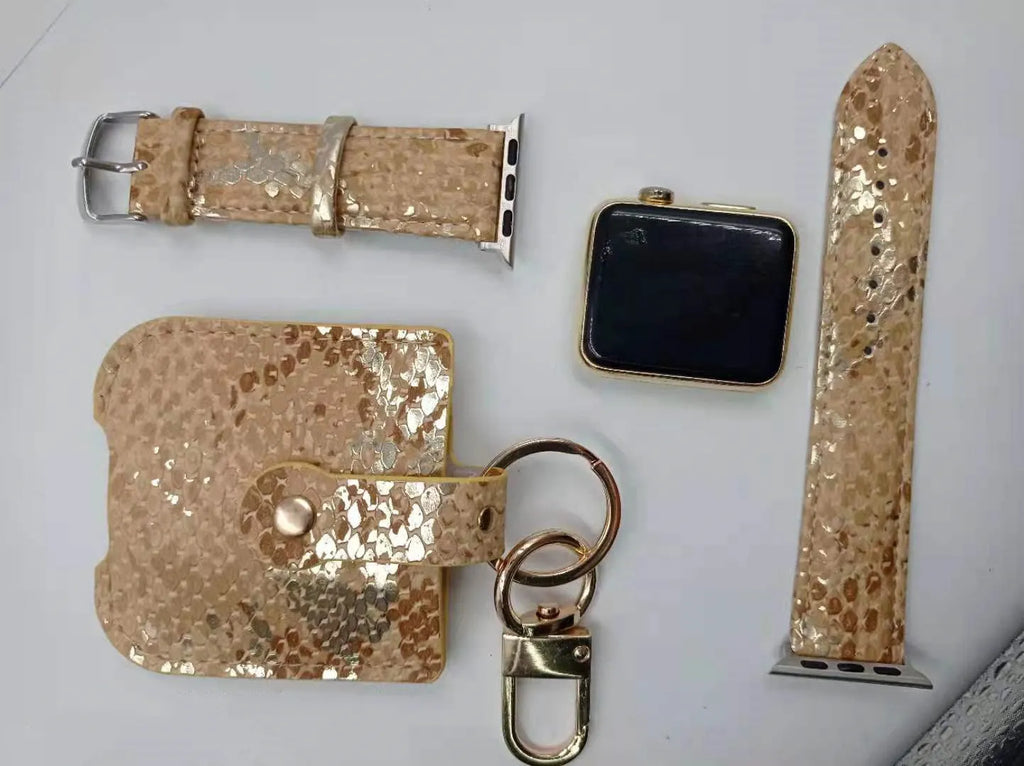 PU leopard print watch strap for Apple Watch 38mm and 42mm case sizes