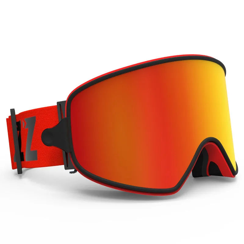 Ski goggles with myopia correction in blue frame, double-layer PC TPU lens for anti-fog and night vision