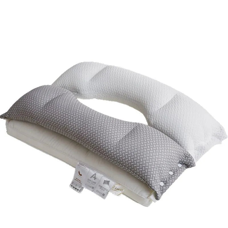 Double-layer cervical support pillow, 40x60cm, chemical fibre, low medium or high loft, adult household sleeping pillow