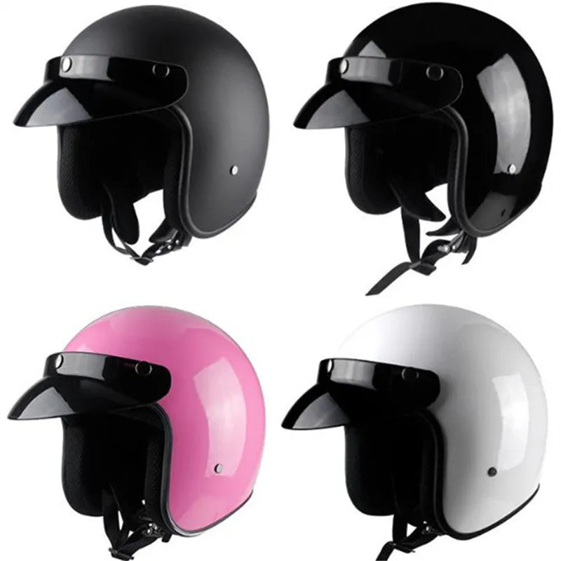 Men and women retro hard hat motorcycle helmet VS-050 in matte black with ABS shell and EPS liner