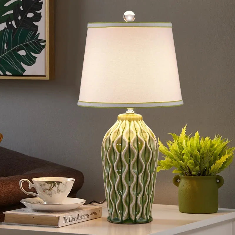 European style creative table lamp in warm ambience bedroom setting with multiple colour options