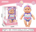 Simulation baby vinyl figurine doll measuring 21.5cm tall, displayed in one of six available colour finishes.