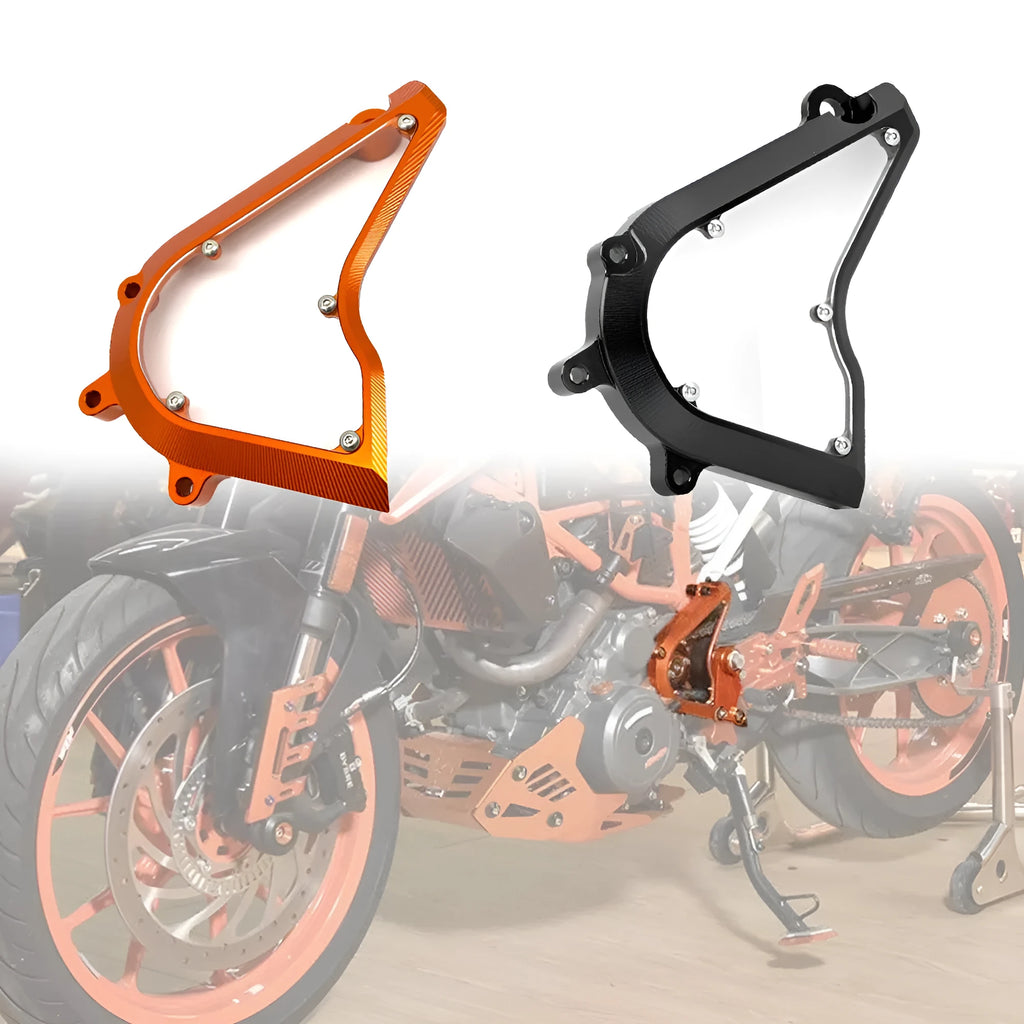 Black or orange KTM motorcycle chain cover for Duke 250 and 390 models