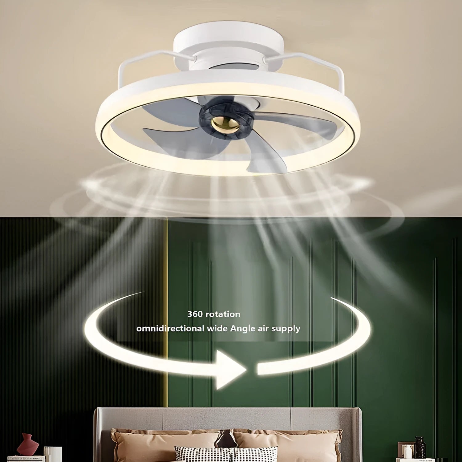 50cm diameter ceiling fan light with integrated illumination and modern simple design