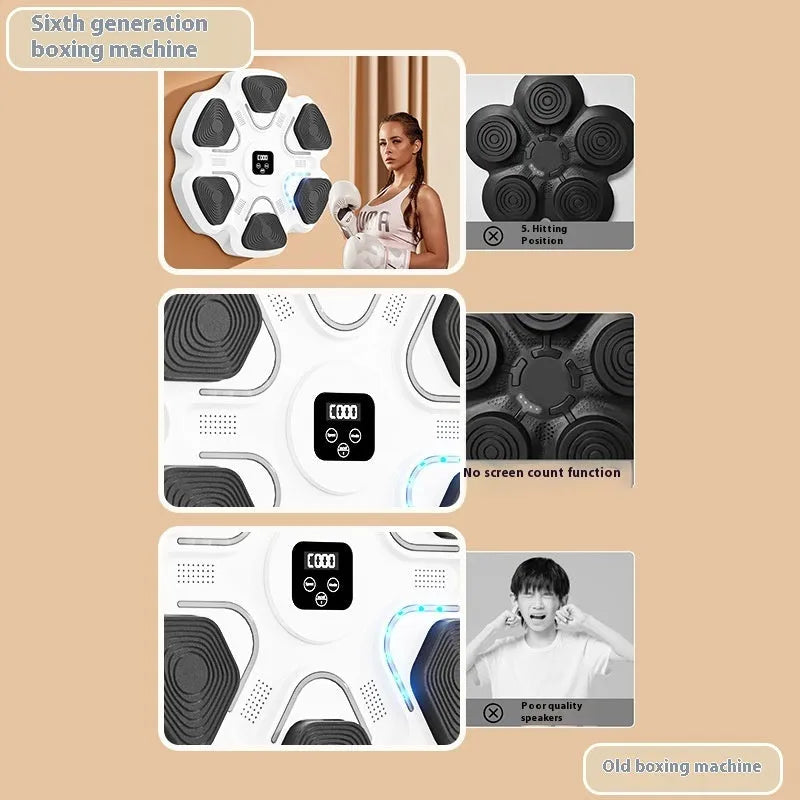 Smart electronic boxing wall target with LED score display and a pair of boxing gloves
