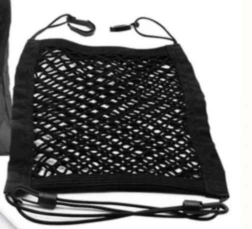 Black nylon mesh car seat storage net pocket, 27x39x10cm, universal fit between seats