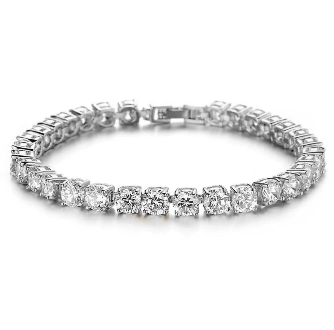Men's geometric hip hop bracelet with iced-out zirconia rhinestones and tennis charm on chain link