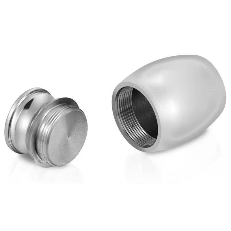Custom stainless steel pet urn with mirror polish, precision thread seal and colour options in black, gold, photo colour or rose gold.