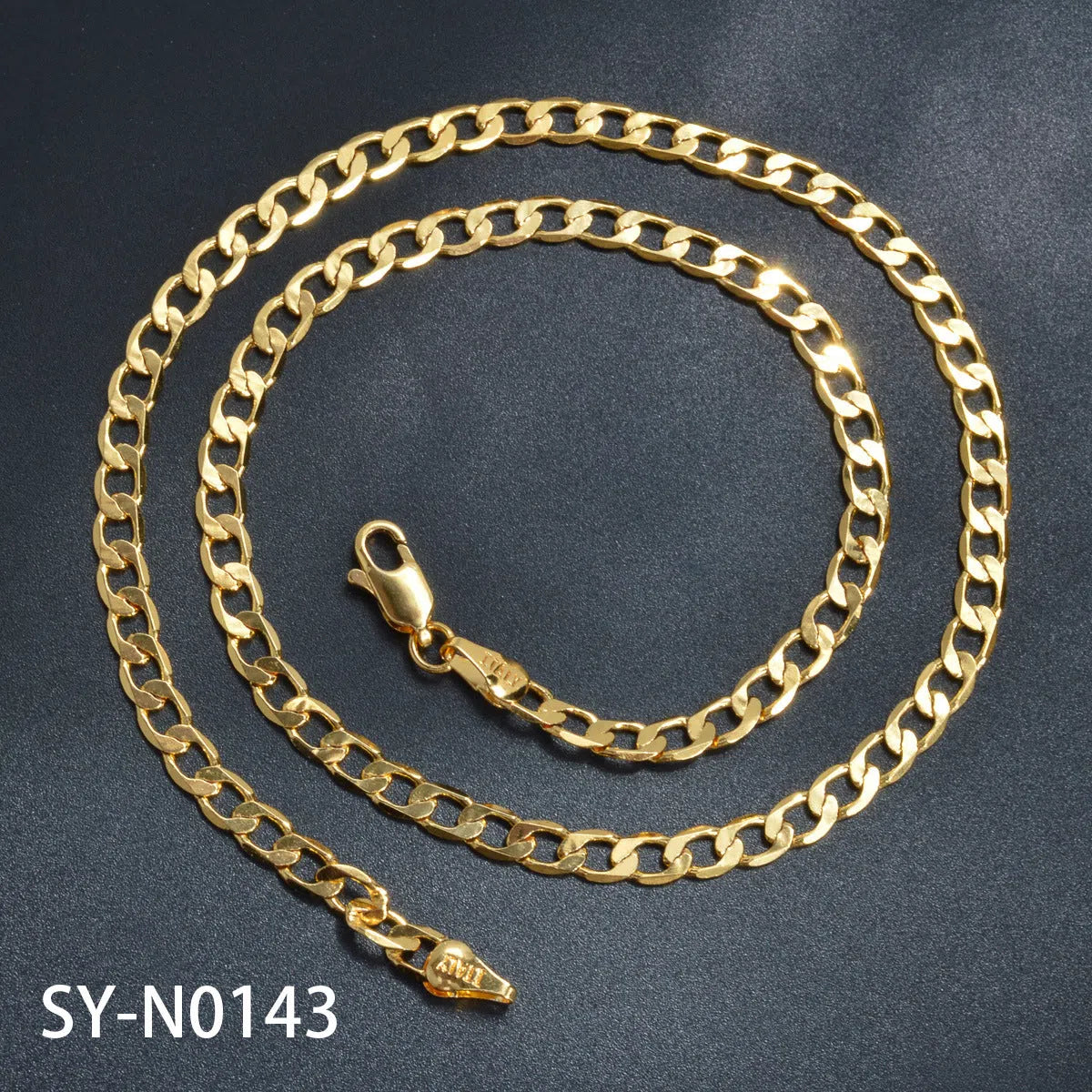 Men's hip hop necklace with Japanese buckle pressure nozzle ring buckle chain, electroplated copper, 45-60cm