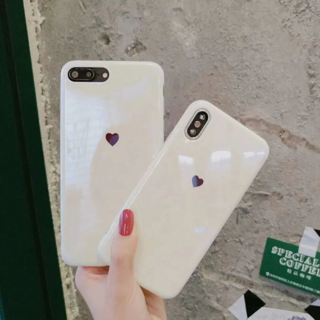 Bluwhite and White Love brand iPhone back cover cases with blue light filtering material