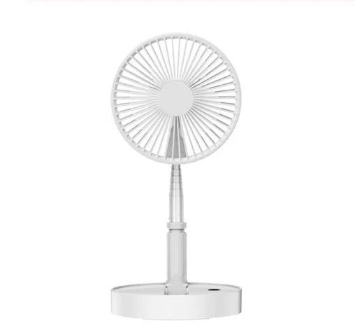 A versatile portable fan with adjustable speeds, long-lasting battery, and compact foldable design for use in office, kitchen, camping, and more