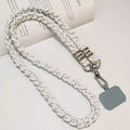 Long crossbody nylon phone lanyard with three-strand horse tail pendant and clip in assorted colours