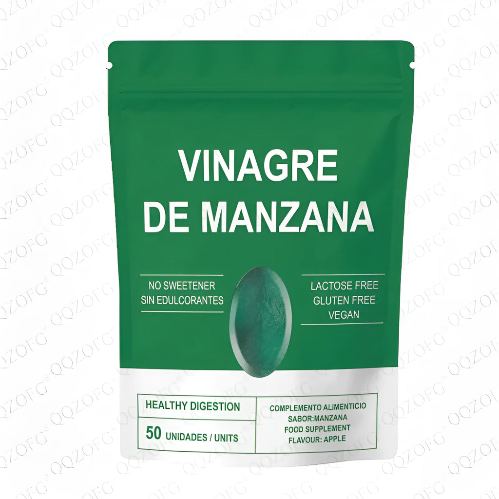Bag of 50 apple cider vinegar gummies with vitamin C, vegan pectin base, natural apple flavour