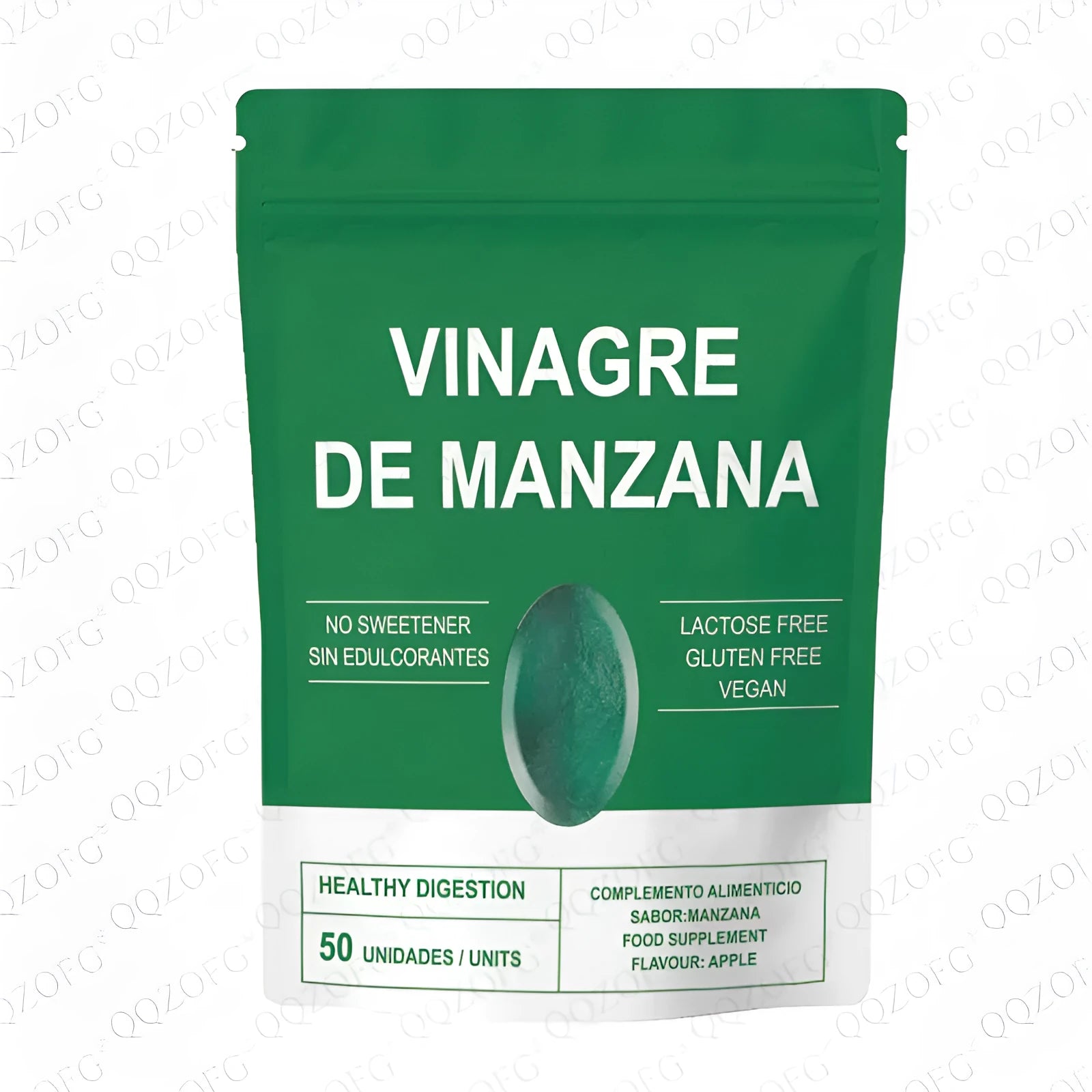 Bag of 50 apple cider vinegar gummies with vitamin C, vegan pectin base, natural apple flavour