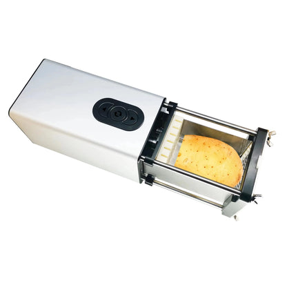 Powerful electric french fry cutter machine with stainless steel blades for slicing potatoes, carrots, and other vegetables