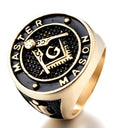 Men's Masonic ring in real 316L stainless steel with gold body, models 12#, 8# and 9#