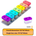14 compartment portable pill box dispenser with removable sections in white or rainbow colours