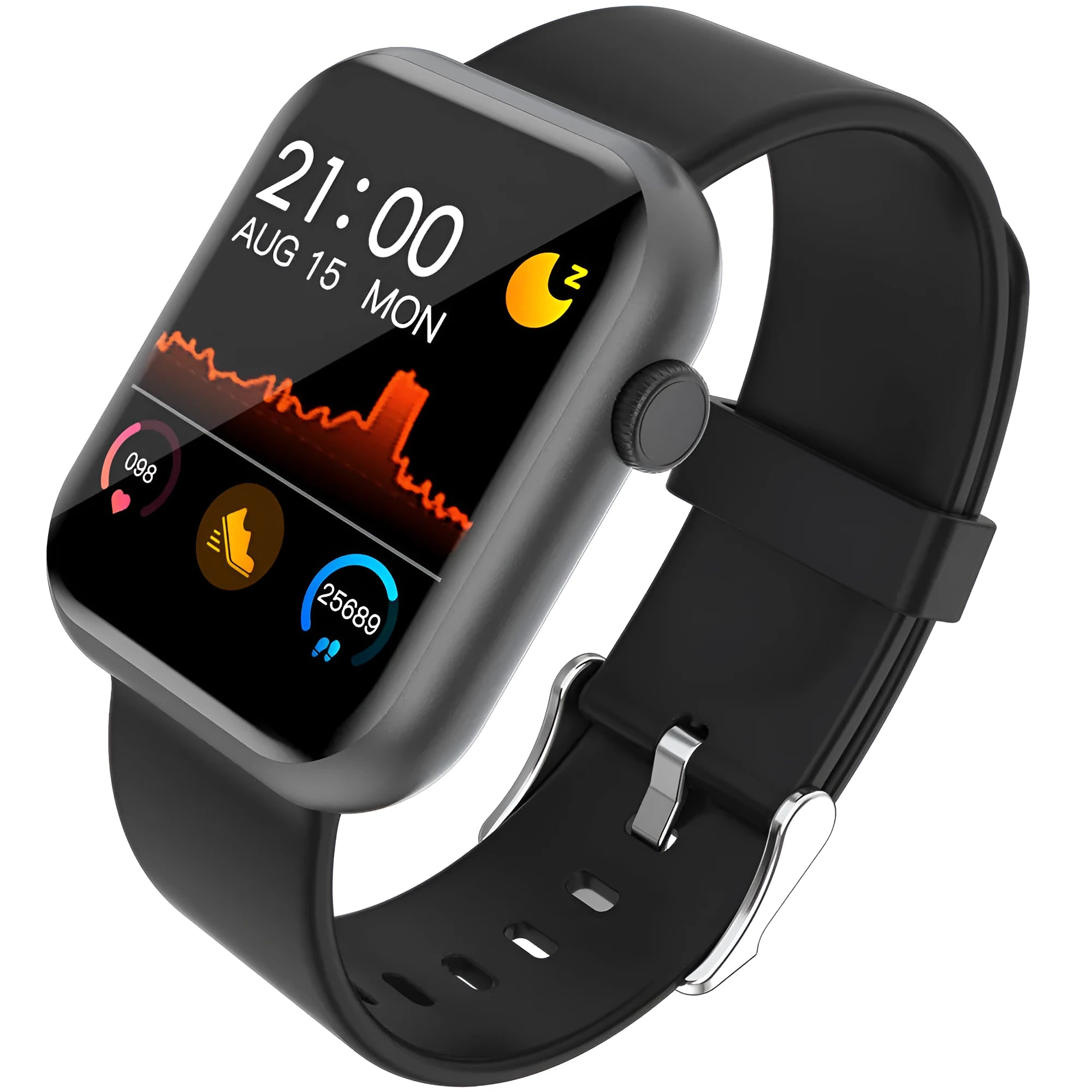 R3L full touch smart watch 1.3 inch IPS colour screen, black silicone wristband
