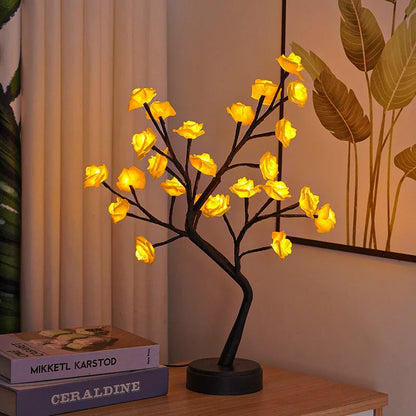 Elegant Flower Tree Desk Lamp with mesmerizing 3D rose design, providing cozy ambient lighting for home and office decor