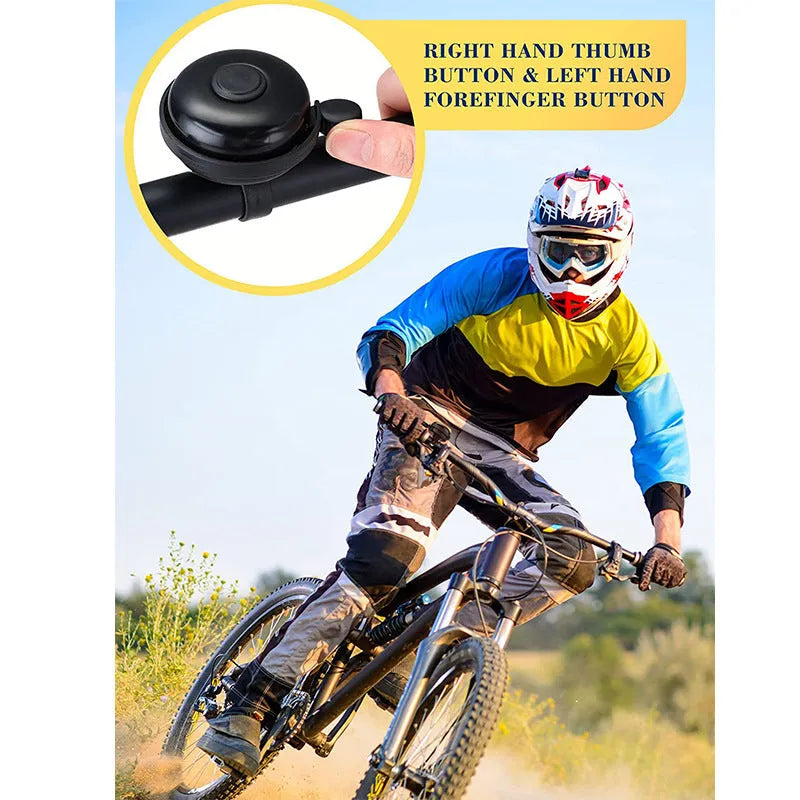Black 58mm diameter ABS plastic bicycle bell for handlebar mounting