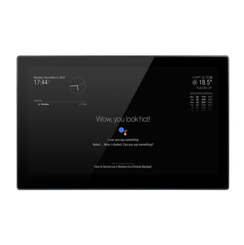 13.3 inch integrated voice assistant display with touchscreen and Raspberry Pi CM4 control in ABS housing