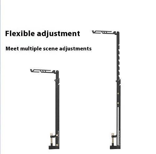 Black stainless steel adjustable lamp holder with telescopic arm extended to 40cm length