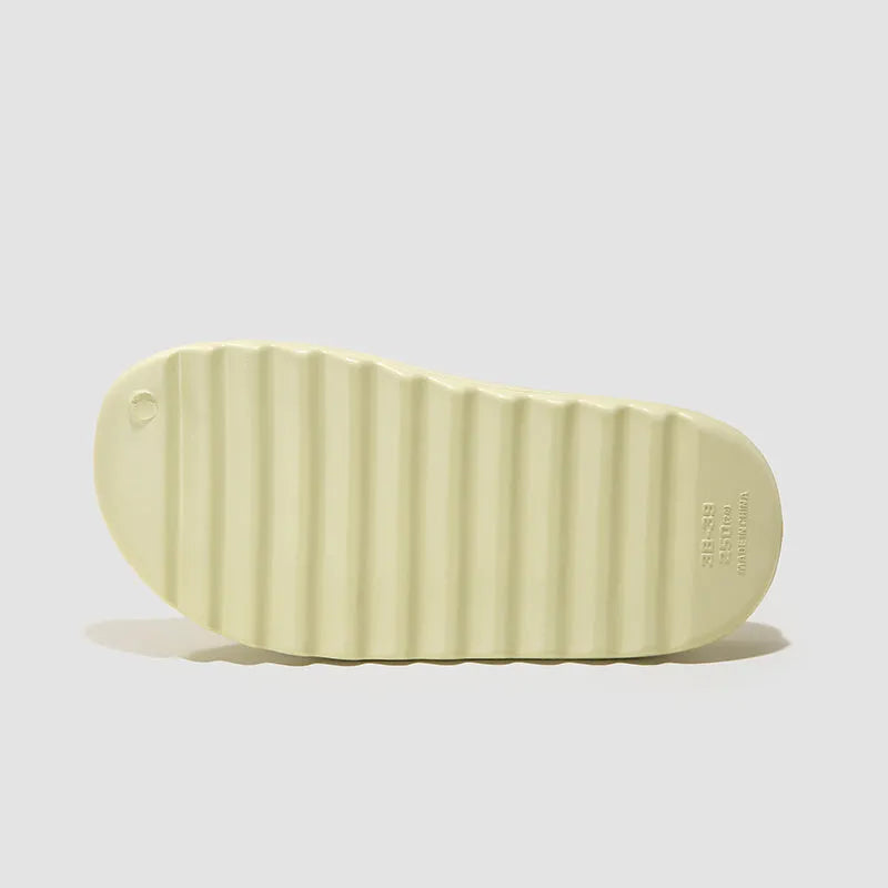 Women's thick sole heightened slippers in beige, black, or fruit green with EVA non-slip sole and arch support footbed.