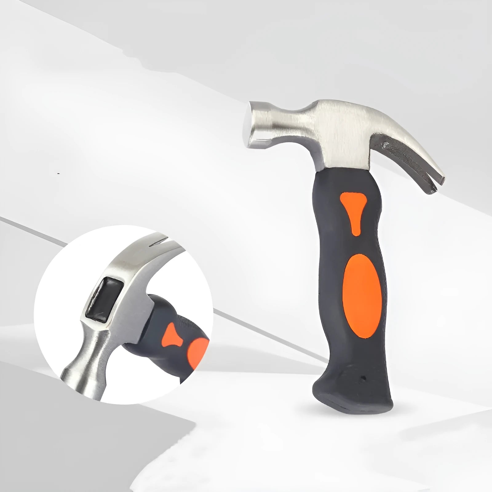 Home non-slip pull-out staple nail hammer with high carbon steel head on workbench