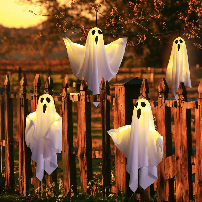 Luminous white and orange ghost horror light with cloth scream design for Halloween parties