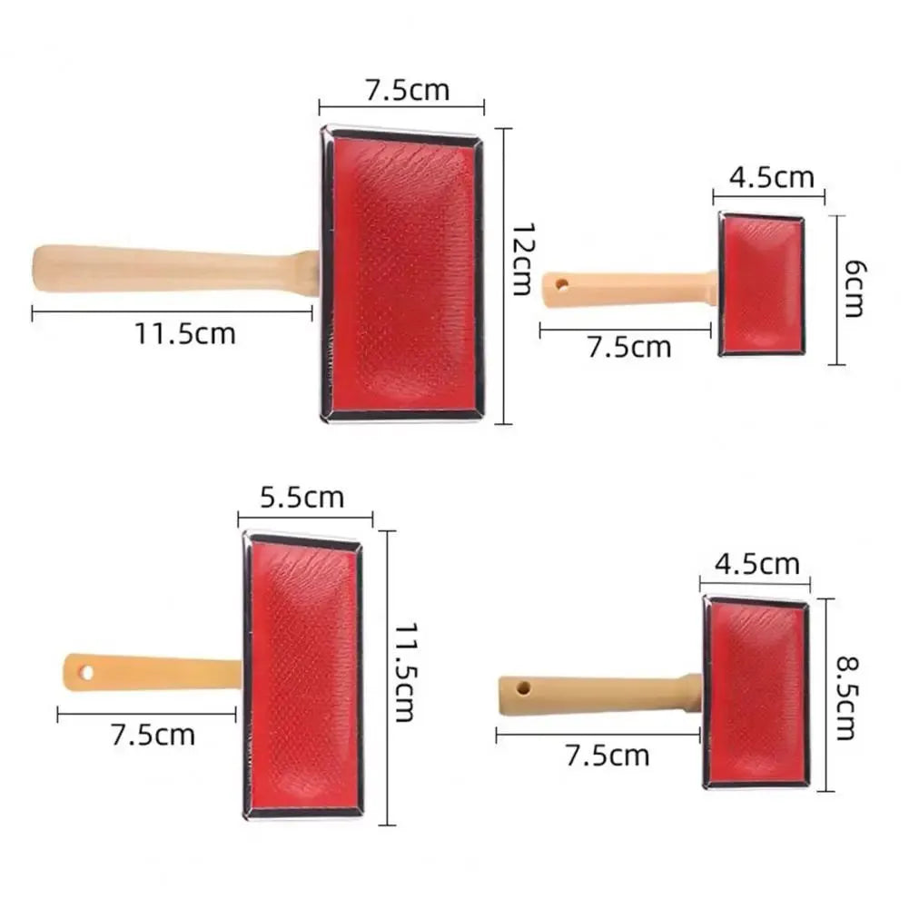 Stainless steel pet grooming comb with wooden handle for dogs and cats, four sizes available
