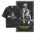 Black retro washed pure cotton T-shirt with loose fit and conventional short sleeves, sizes S to XXXL