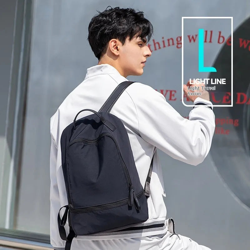 Marco Leideng light travel backpack in blue black colour with Oxford cloth construction and urban simplicity style