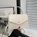 Women's non-woven shoulder messenger bag in white, compact size 22x15x8cm with long strap