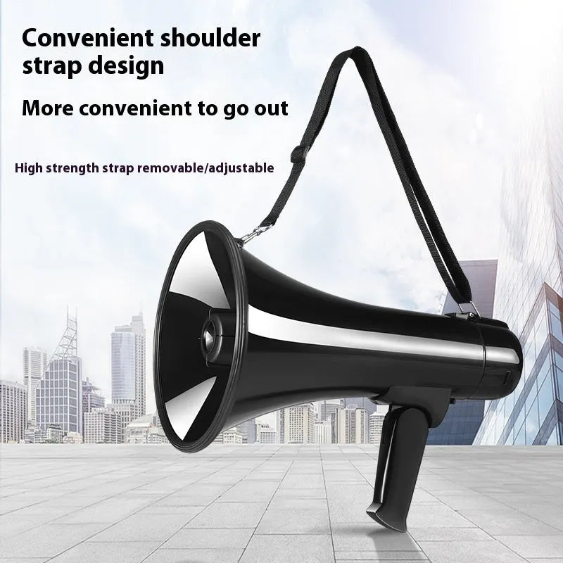 High-power handheld sales speaker with built-in microphone, USB port, and button controls