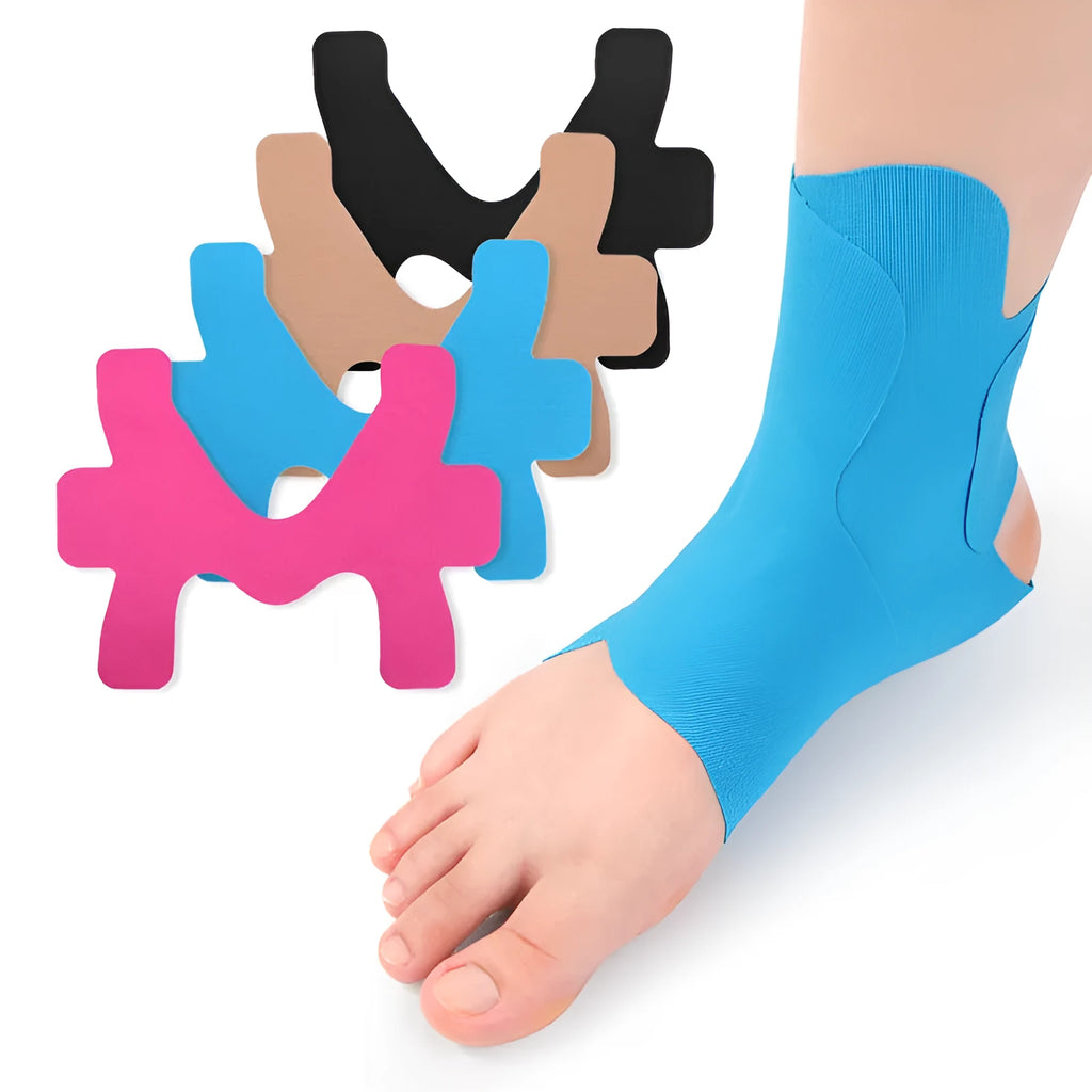 Pre-slitted elastic sports ankle support kinesiology tape bandage for calf and ankle protection